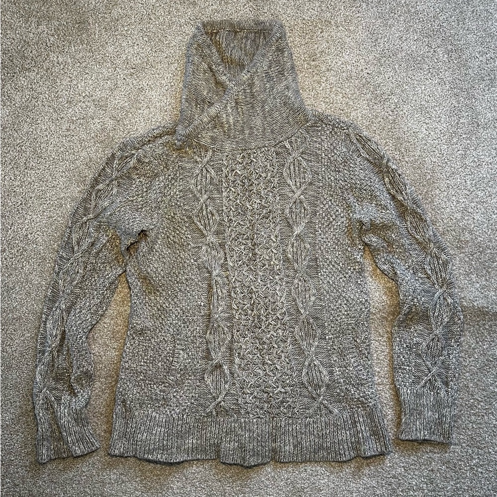 L.L. Bean Cotton Tan Cable Knit Sweater